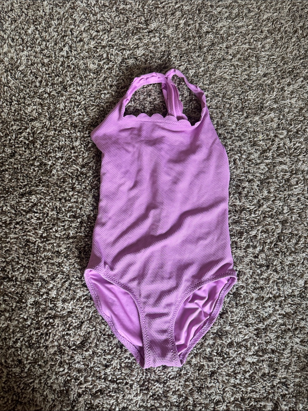 Old Navy Girls' Lavender Scalloped Halter One-Piece Swimsuit